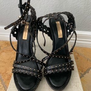 Black strappy high sandals
